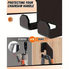 Soporte para herramientas de uso intensivo - Gancho para soplador de hojas, estante de pared de metal extra grande de uso intensivo, con orificios pretaladrados, para garaje, taller, uso profesional y doméstico, ahorro de espacio, organizador de motosierra (negro), organización de herramientas, diseño resistente, construcción duradera, coleccionista de herramientas, estantería de almacenamiento