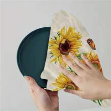 6pcs Kitchen Towels, Absorbent Dish Cloths, Decorative Tea Towels, Quick Dry Cleaning Rags, Reusable For Cooking Baking Housewarming (Yellow Sunflower)For Bathroom Kitchen Decor
