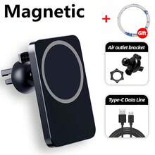 15W磁吸车载无线充电器，兼容 15/14/13/12 Pro Max，迷你磁吸车载手机支架，快速充电站，兼容苹果设备，兼容、iPad、安卓手机、笔记本电脑，快速充电适配器，支持多设备同时充电，小巧设计，方便随时随地高效充电，快速车载充电器，是送给家人、朋友、孩子、生日、圣诞节、冬季礼物的理想之选，车载配件，磁吸无线纳米充电器 - 黑色 - 查看 2