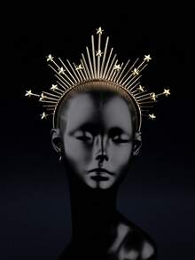 1 pieza Diadema estilo europeo con halo, tocado de disfraz de Halloween, corona para diosa en desfile de moda, decoración de festival, accesorio para el cabello de novia, accesorios para el cabello de boda - negro - Ver 10