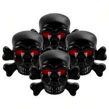 4pcs Skull Shaped Tire Valve Stem Caps, Plastic Dustproof Wheel Rim Valve Covers, Universal Fit For Cars, SUVs, Bicycles, Trucks, Motorcycles - Multicolor - View 4