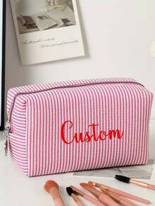 定制伴娘化妆包，女孩刺绣化妆包，大容量化妆包，伴娘婚礼礼物，化妆品收纳盒，印花化妆包，化妆包，伴娘化妆包，伴娘礼物，女士礼物，个性化定制文字，带名字的个性化化妆包 - 彩色 - 查看 8