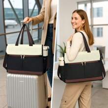 Bolsa de almuerzo para mujeres con compartimento para portátil de 15.6", bolsa de tote aislada, bolsa de tote impermeable de trabajo con bolsillos laterales de 40 oz, bolsa de regreso a la escuela, bolsa de accesorios escolares, bolsa refrigeradora, accesorios de picnic, lonchera escolar