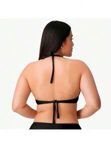 Solid Color Bikini With High Support Knot And Reinforced Cups, Summer Beachwear - 緋紅 - 查看 4