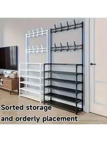 Shoe Racks, Simple Floor-To-Ceiling, Multi-Functional Hangers, Metal Modern Minimalist Shelves, Household Coat Racks - Multicolor - View 12