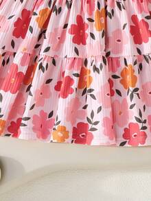 Nuevo conjunto de 3 piezas para otoño/invierno 2025: Vestido de manga larga con volantes en el bajo, estampado floral, a rayas y de cerezas - Multicolor - Ver 7