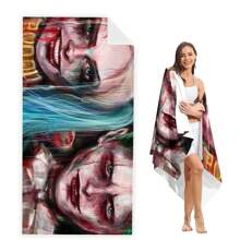 WB 1/15PCS Harley Joker Villain Quinns Bath Towel Beach Towel Female Silk Printed Long Skirt Wrapped Bikini Covered Sunscreen Blanket