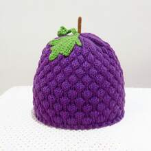 1pc Adorable Red Strawberry Design Knitted Beanie Hat For Women, Handmade Crochet Warm Cap For Autumn & Winter Daily Casual Wear Hat Valentine's Day