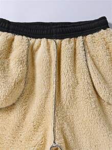 2 件加厚仿羊羔绒运动裤，温暖抽绳腰部休闲裤，适合冬季通勤、办公室、工作服；宽松舒适的居家休闲裤 - 彩色 - 查看 5