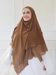 1pc Modest Flowy Chiffon Khimar | Smooth And Lightweight Chiffon, Provides Facial Coverage, Full Body Coverage, Comfortable Wear, Suitable For Daily, Travel And Prayer For Dress - Baby Pink - View 17