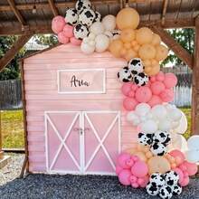 60Pcs Cow Print Balloons, Pastel Pink Cow Print Latex Balloons, Pink Cream Beige White Balloons For Birthday Baby Shower Cowgirl Rodeo Farm Animals Gender Reveal Party Decorations Supplies - Multicolor - View 6