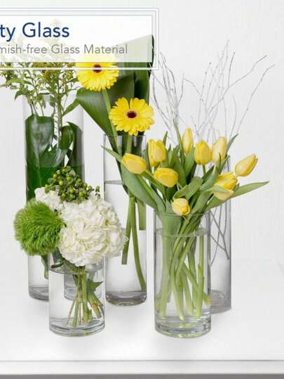 10/15/20cm High Glass Cylinder Vase, Tulip Desktop 1pc Vase les, Fresh Flowers, Pebbles, Beads Lanterns Transparent Wedding Tafel Centerpiece Home Room Flower view 2