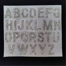 自粘式水钻4厘米英文字母贴纸，26颗大写水晶玻璃水钻DIY装饰 - 白色 - 查看 4