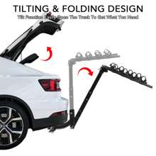 Hitch Bike Rack Mounts For 4/2 Bikes, 2" Hitch Receiver, 143 Lbs Load, Tilt Release, Rubber Straps For Car, SUV, RV - Black - View 2