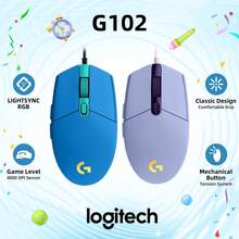 Logitech G102 Light Sync 有线游戏鼠标，带 RGB 照明、游戏级传感器、8000 Dpi 轻量级，适用于 PC 笔记本电脑游戏玩家 - 藍色 - 查看 2