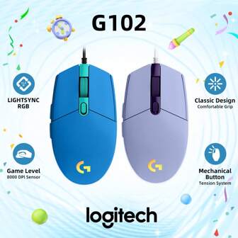 Logitech G102 Light Sync Wired Gaming Mouse With RGB Lighting, Gaming Grade Sensor, 8000 Dpi Light Weight For PC Laptop Gamer