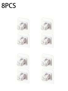 6PCS Curtain Rod Hooks Brackets, No Drill Adhesive Mounting For Hotel And Home Use, Easy Install Curtain Hanger Clips