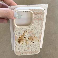 1 chiếc ốp lưng điện thoại TPU họa tiết hoa hồng và hươu màu hồng cổ điển, tương thích với iPhone/các điện thoại khác. - trắng - Xem 4