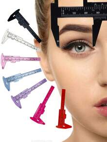 Calibre de plástico portátil de 80 mm para medir cejas, calibrador Vernier para tatuaje, microblading y herramientas de medición de maquillaje permanente - Multicolor - Ver 1