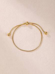 1 buc Brățară simplă din oțel inoxidabil cu lanț din os de șarpe pentru femei, cu șnur reglabil și mărgele contractabile, design în stil Ins