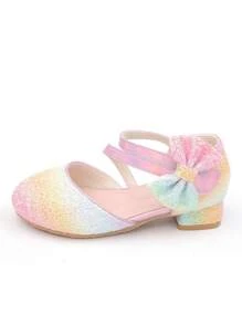 Girls' Leather Shoes, New Fashion Korean Style High Heel Colorful Glitter Princess Shoes