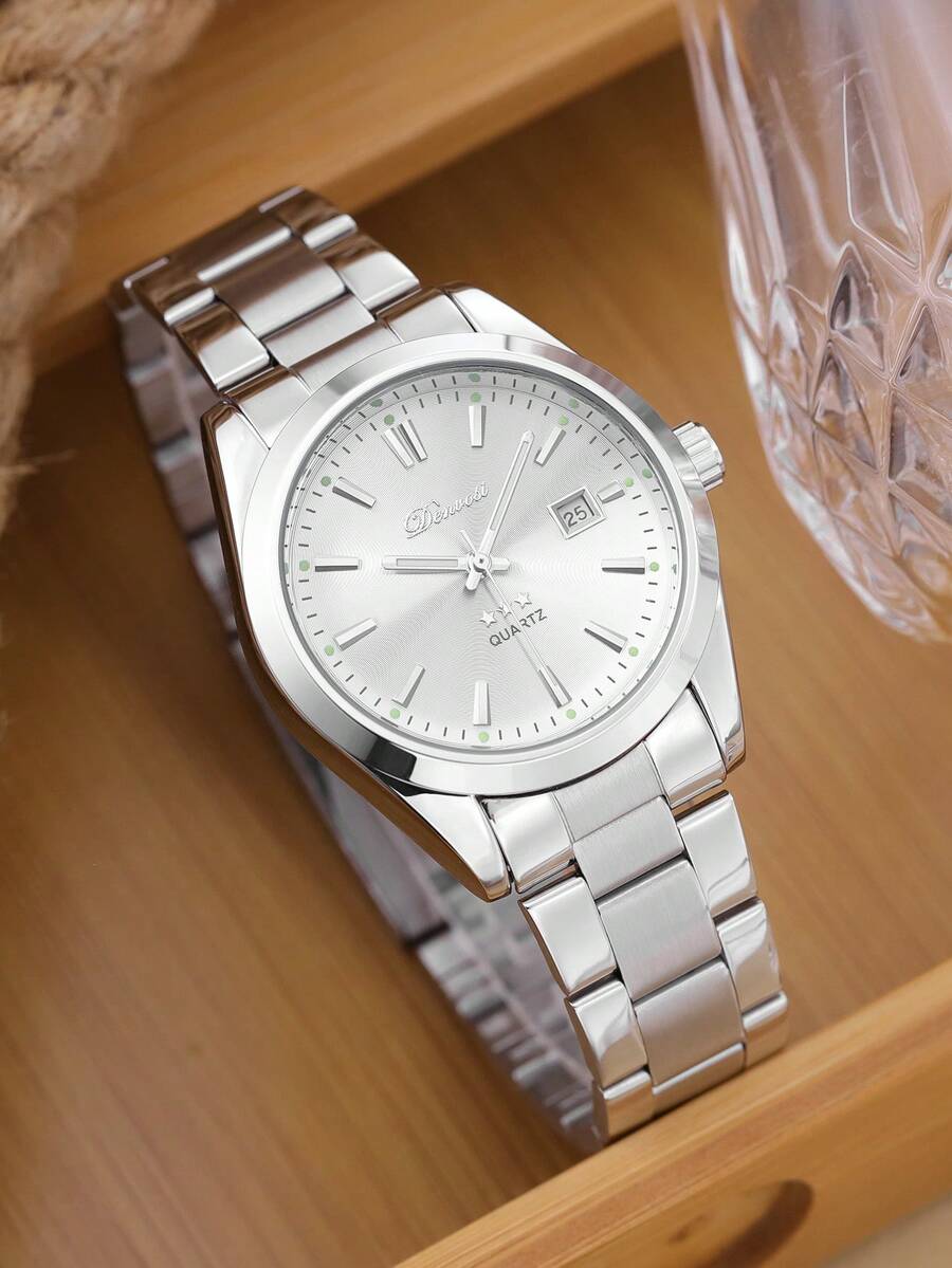 Casual Fashion Quartz Men's Watch With Calendar And Luminous - White - View 1