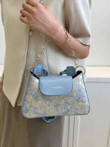 Túi đeo vai màu tương phản thời trang dành cho nữ - Màu xanh lam - Xem 3