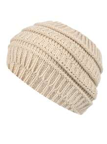 Damen Herbst/Winter Polyester Lässig einfarbige Strick Pferdeschwanz Beanie Mütze, einfach und modisch