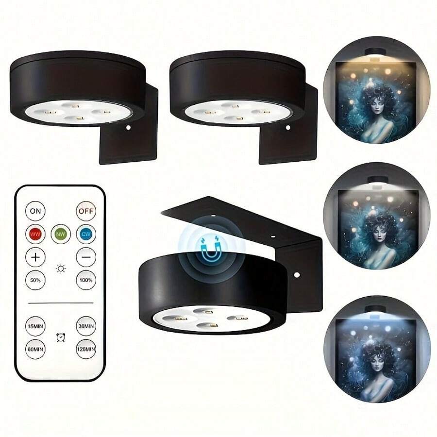 [1/3 حزم أضواء LED لاسلكية فاخرة] 1/ 3 حزم أضواء صور LED لاسلكية فاخرة ...