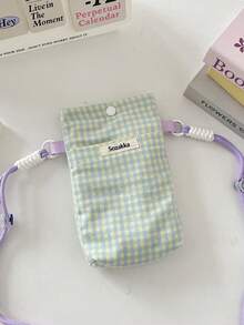 1 Pc Ins Style Grid Pattern Printing Lightweight Mobile Phone Storage Bag Phone Pouch ,Multifunctional Messenger Bag To Go For A Walk And Go Shopping To Carry On Small Item,Portable Storage Bag Card Holder Coin Purse For Travel And Daily Commuting,Gift For Friends And Teachers,Birthday Gift - Multicolor - View 11
