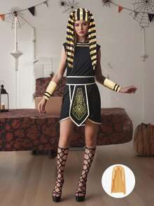 Adult All Powerful Pharaoh Costume For Men Women Black And Gold ...