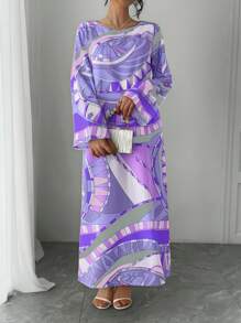 Women's Luxury Arabic Style Robe, Loose Fit Round Neck Long Sleeve, Elegant Casual Lightweight Breathable Resort Dress, Traditional Arabic Clothing, Festival Gown, Evening Dress