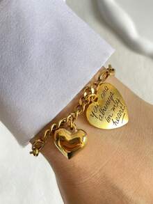 STYLEVER 1pc Multicolour Carabiner Lock Clasp Chain,Pendant Charm Bracelet, Stainless Steel Chain Jewelry,Holiday Gift ,A Jewelry Gift - Yellow Gold - View 7