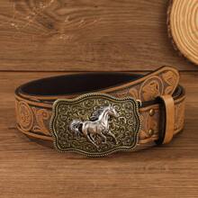 1 buc Curea versatilă Western Cowboy cu imprimeu în relief, casual Boho, din piele PU, cu ținte, la modă, casual, versatilă, elegantă pentru tineret, potrivită pentru toate anotimpurile, vară, școală, afaceri, iubit, soț, tată, tată, bărbați, cadou, purtare zilnică, modă, adolescenți, activități în aer liber, vacanță, atletic, călătorii, stradă, Boho, vintage