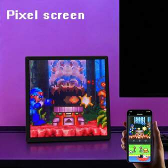 إطار شاشة نقطية LED ذكي - إطار فني رقمي ذكي أضواء ليلية بتحكم تطبيق بلوتوث ٣٢*٣٢ شاشة فن نقطية قابلة للتخصيص - هدايا مثالية لعشاق ديكور المنزل والألعاب أضواء الطاولة