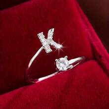 1pc Minimalist Cute Fashionable Niche Design 26 Letter Ring For Women, Suitable For Daily Wear On Finger - Silver - View 22