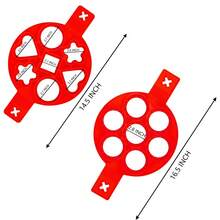 Silicone Pancake Mold, Cake Mold, Flip Pancake Mold, Non-Stick Silicone Egg Ring Mold, Reusable Egg Cooking Mold, Perfect Fried Egg Mold And Pancake Ring Kitchen Baking Accessories - Red - View 3