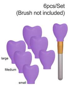 3pcs/Set Heart-Shaped Silicone Makeup Brush Protectors, Anti-Dust Storage & Protection Case, Brush Guards To Prevent Frizz,Makeup Brush Dust Protective Cover, Suitable For Travel, Vacation,Makeup Table, Dormitory,Ideal For Women, Daughters, Sisters, Teachers