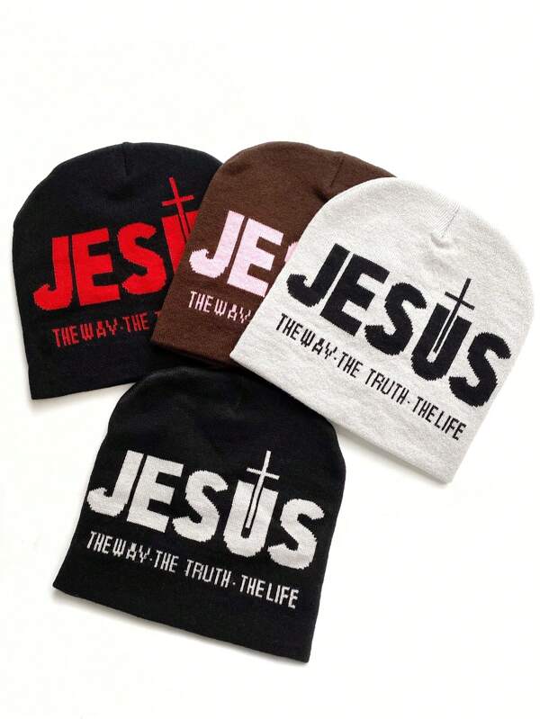 1pc Unisex Letter Casual Acrylic Knit Hat, Suitable For Holidays And All Seasons