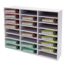 24 Compartments Literature Organizer, Filing Trays Office Mailbox Literature File Holder, PVC Board File Organizer Desktop Mailbox Office Storage - White - View 8