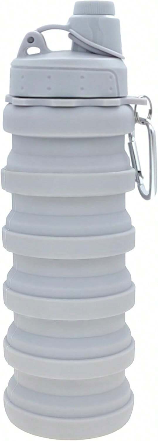 Collapsible Water Bottles Travel Water Bottle Sports Portable Sport Water Bottle Reusable Water Bottles Comes With Mountaineering Buckle 500ml Silicone Water-Proof Camping Water Bottle,9743642