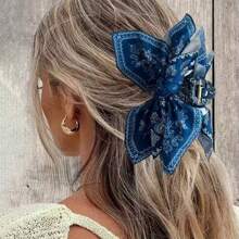 1pc Bohemian Versatile Unique Hair Clip, Red Cashew Flower Bow Grab Clip Sweet Hair Claw Resort Ponytail Clip Fashion Headwear Hair Accessories Women Claw Clip