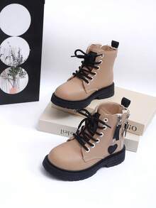 Creative Personalized Fashion Zipper Street Style New Versatile Color Block Boots - Camel - View 6