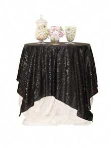 Sequin Tablecloth 48x95 Inches Rectangle/48 Inches Round, Glitter Table Cover Sparkly Classy Elegant Tablecloth For Christmas, Halloween, Weddings, Birthday Parties, Valentine's Day, Candy Buffets, Exhibitions, Graduation Ceremonies, Table Decorations