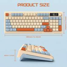 ATTACK SHARK X FREEWOLF M96 无线游戏键盘，旋钮控制蓝牙/2.4G 无线机械手感键盘，RGB LED 背光带显示屏，PBT 键帽，3000mAh，美式布局，适用于 Win/PC - 彩色 - 查看 10