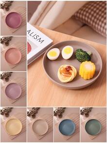 PopLittleOne 1pc Baby Silicone Tableware Round Shape Suction Baby Plate Feeding Training Baby Dishes Solid Color Baby Food Storage - Multicolor - View 1