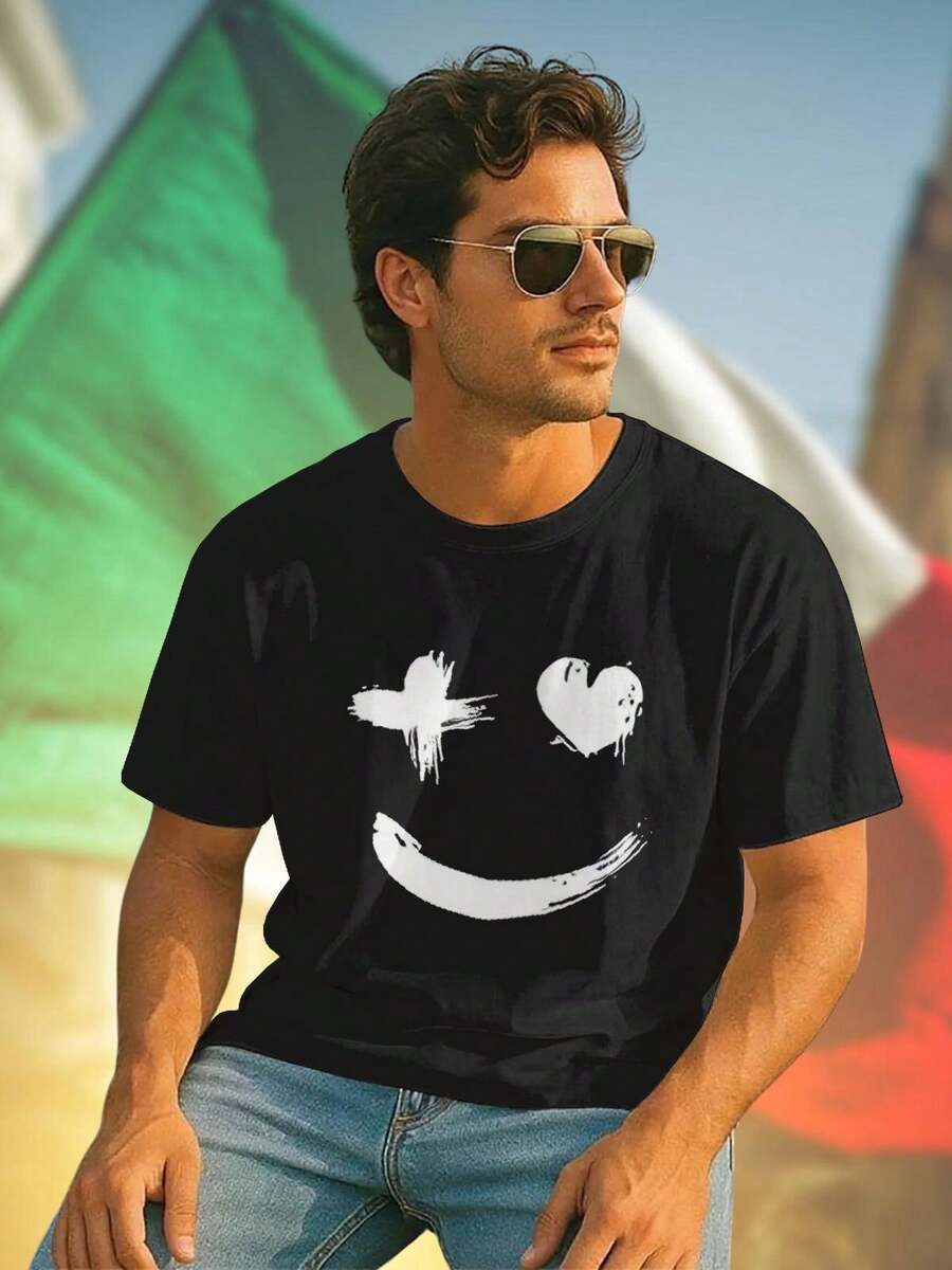 Maglietta Uomo Cross Heart Smile Stile Giovane Moda Estiva Cotone Morbido Casual Idea Regalo Offerta Speciale Sconto Qualità Comfort  Imperdibile Fashion Top Bestseller