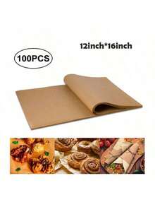 100张一次性烘焙食品纸，不含荧光剂，耐油防水硅油纸，-（50张，20张）12英寸X 16英寸超大尺寸，适用于烧烤，烘焙，糕点展示，油炸食品，季节性学校活动，学校典礼，派对和聚会