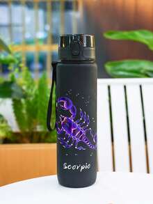 1pc 1000ml/32oz 12 Zodiac Pattern Plastic Drinking Cup, 12 Patterns Available, With Handle Strap For Easy Carrying, Leak-Proof Lid Design, Suitable For Outdoor Sports, Camping, Cycling, Great Gift Choice - Multicolor - View 15