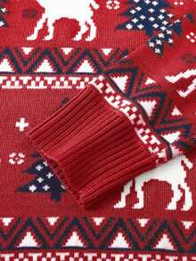 BOARNSEORL Sweter z długim rękawem dla chłopców z nadrukiem choinki i jelenia, uroczy i modny, odpowiedni na Boże Narodzenie, Nowy Rok, na co dzień i w podróż